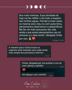 Mensagens de participantes do círculo Alma Criativa, partilhadas no grupo (10 de 12)